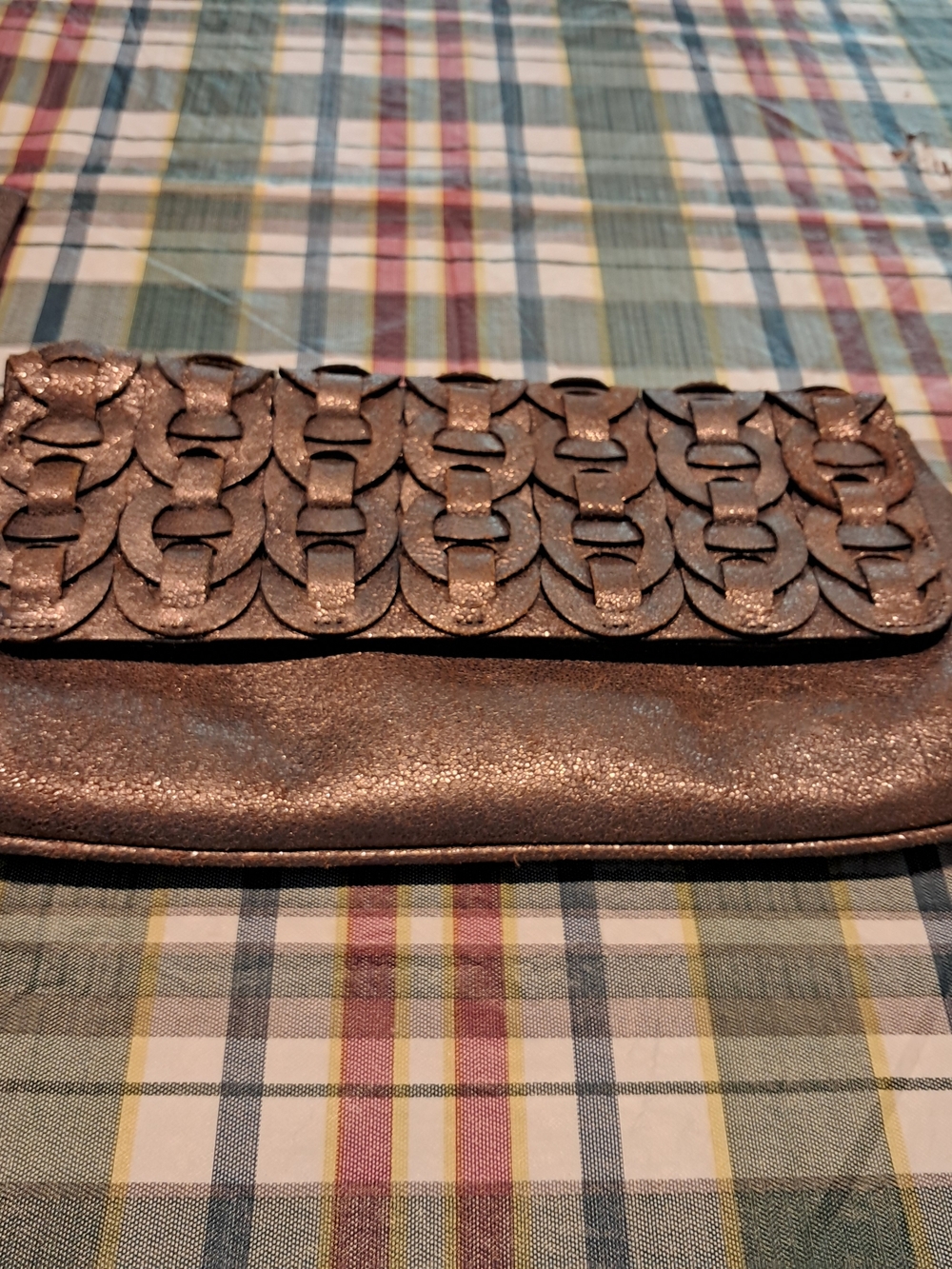 Patricia Nash Metallic Bronze Clutchβ 100% Genuine Leather
